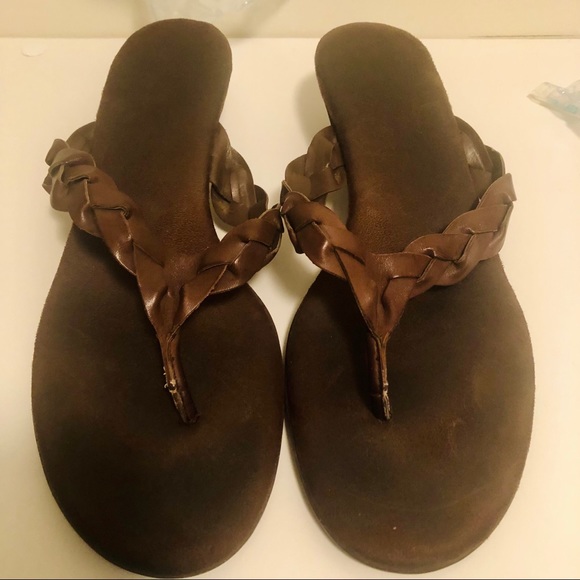 Shoes Brown Braided Leather Flip Flops Poshmark